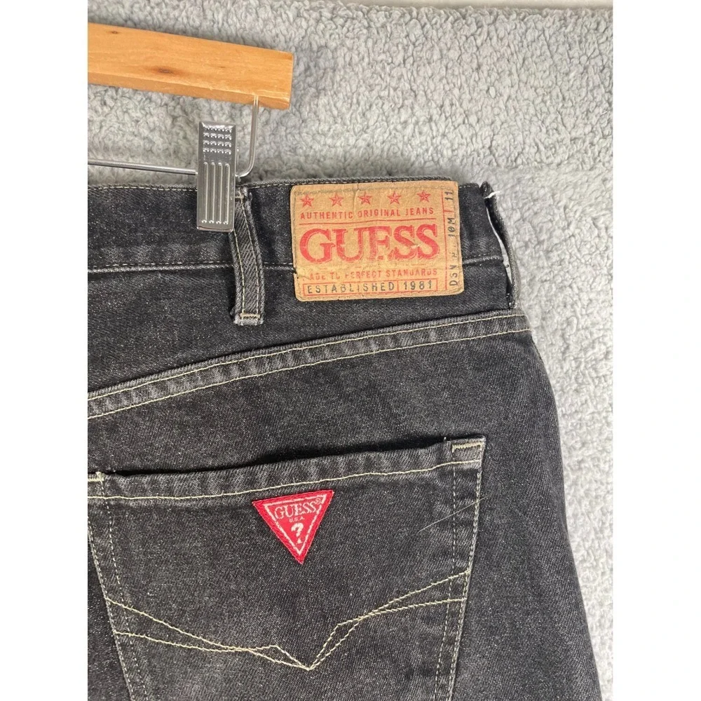 Guess Jeans Mens Black Charcoal Denim Relaxed Straight Fit Zip Fly Jeans W40 L26
